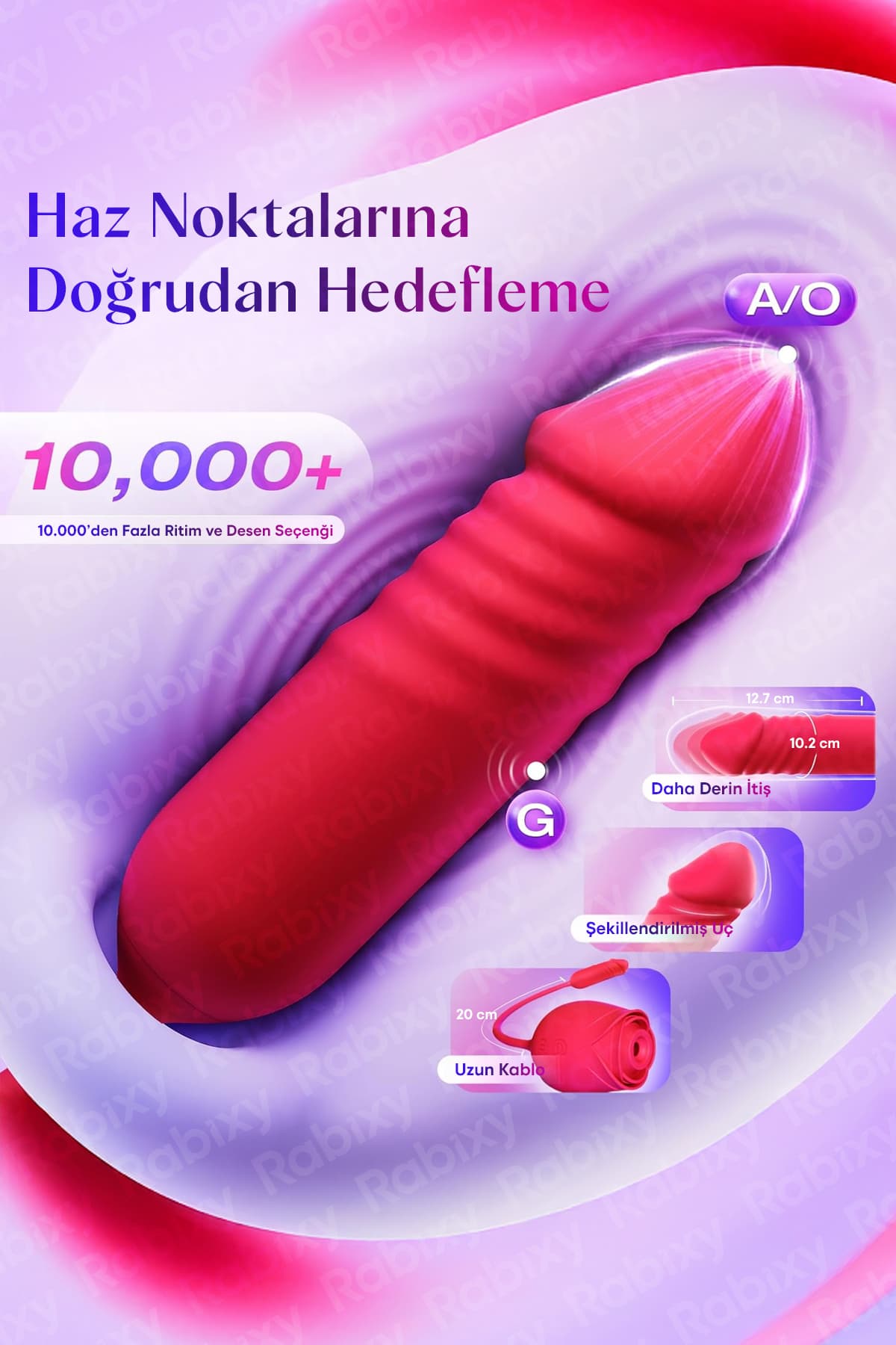 Rabixy Rose Trio İtişli ve Emişli Vibratör 5