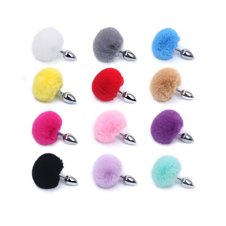 Ponponlu Tüylü Metal Anal Plug Pembe Renk Bunny Tail