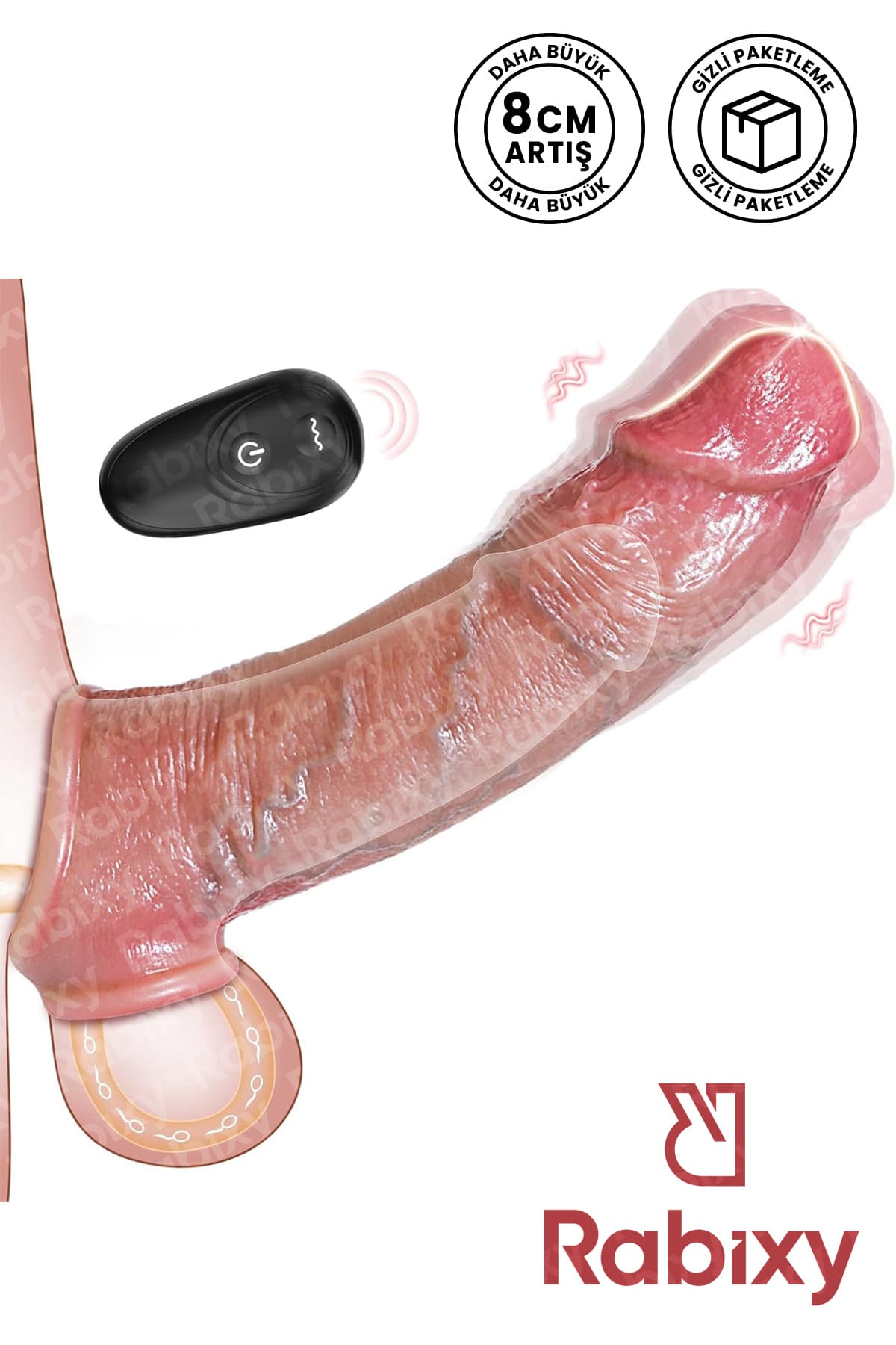 Rabixy Uzaktan Kumandalı Titreşimli Penis Kılıfı