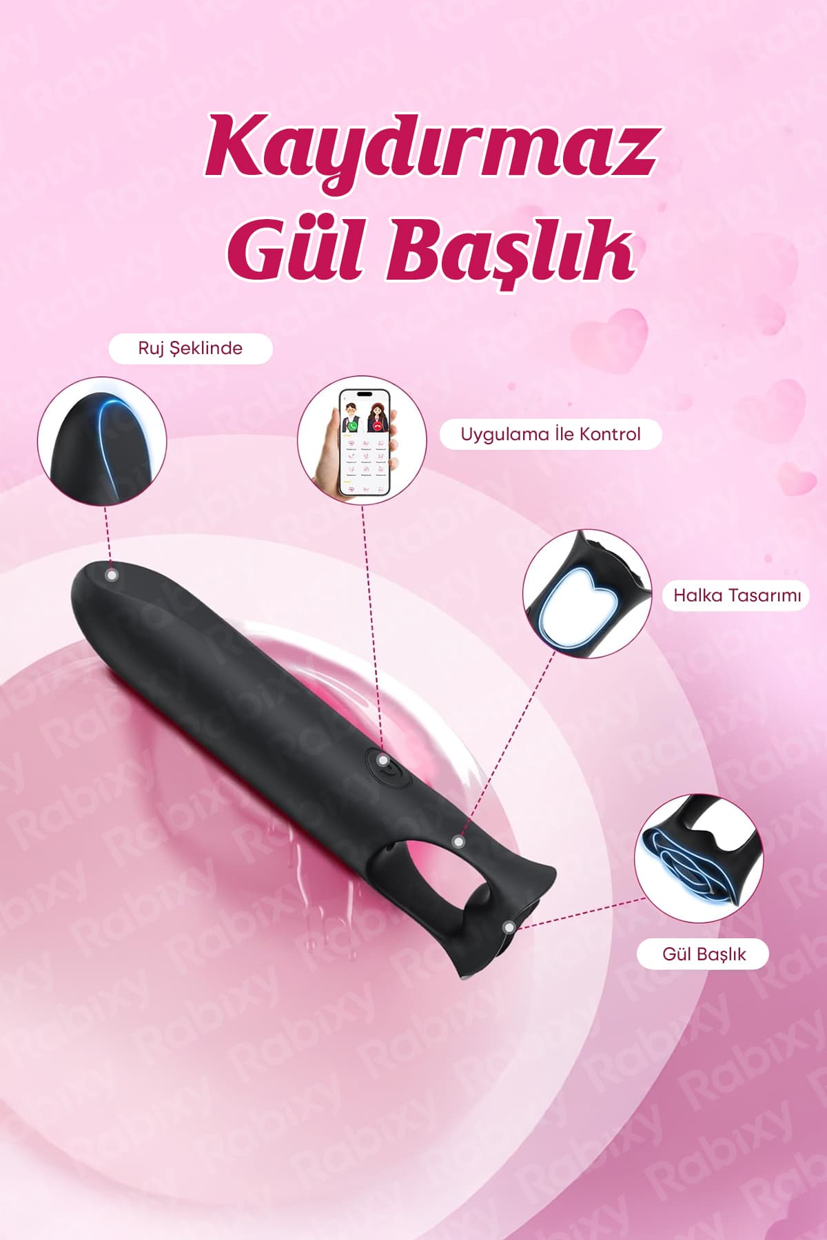 Rabixy Mobil Uygulamalı Ergonomik Bullet Vibratör 4