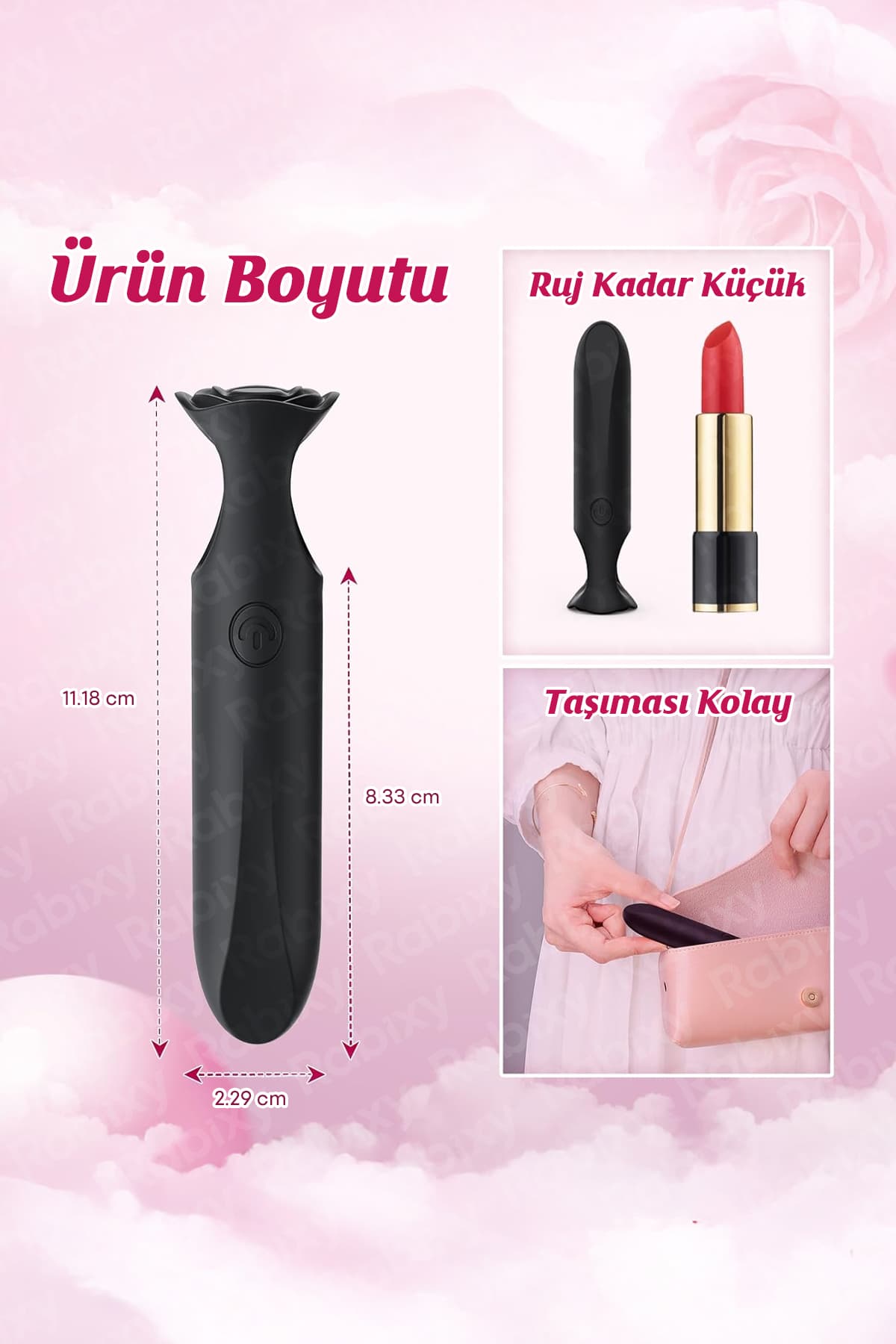 Rabixy Mobil Uygulamalı Ergonomik Bullet Vibratör 5