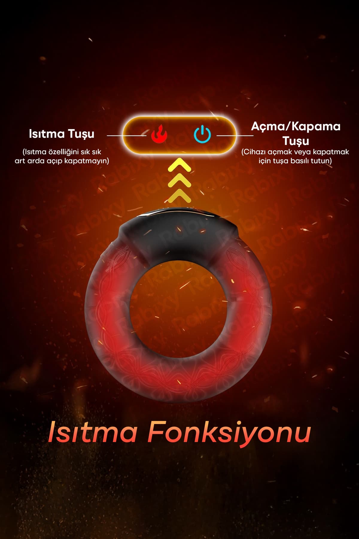 Rabixy Mobil Uygulamalı Titreşimli Isıtmalı Penis Halkası 2