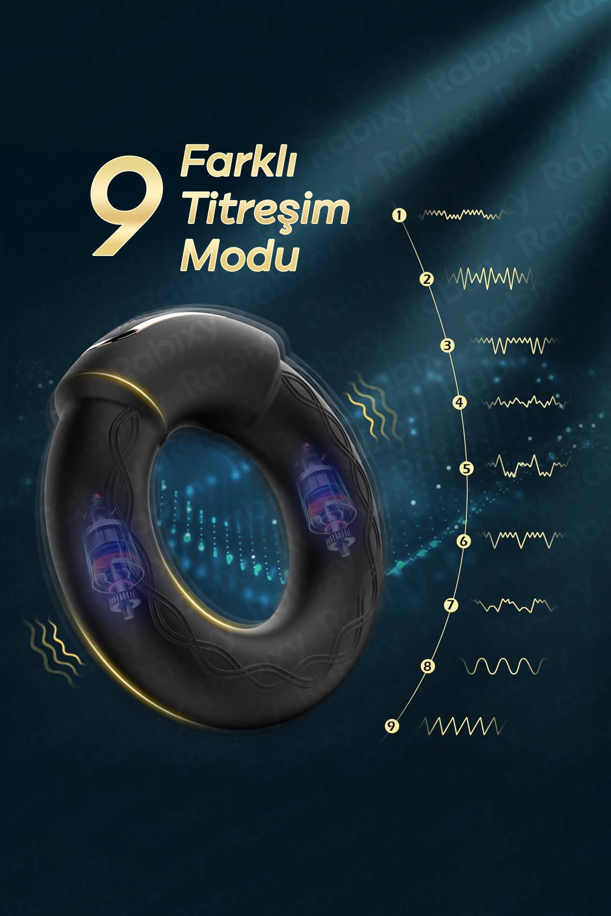 Rabixy Mobil Uygulamalı Titreşimli Isıtmalı Penis Halkası 3