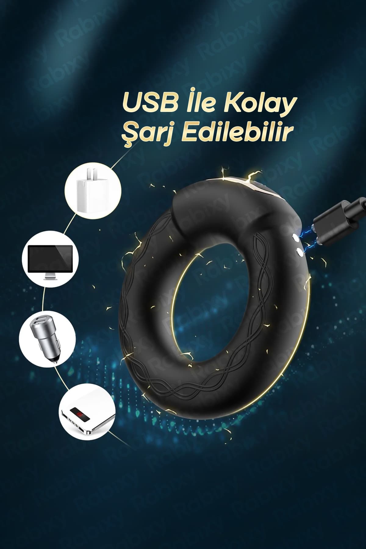 Rabixy Mobil Uygulamalı Titreşimli Isıtmalı Penis Halkası 5