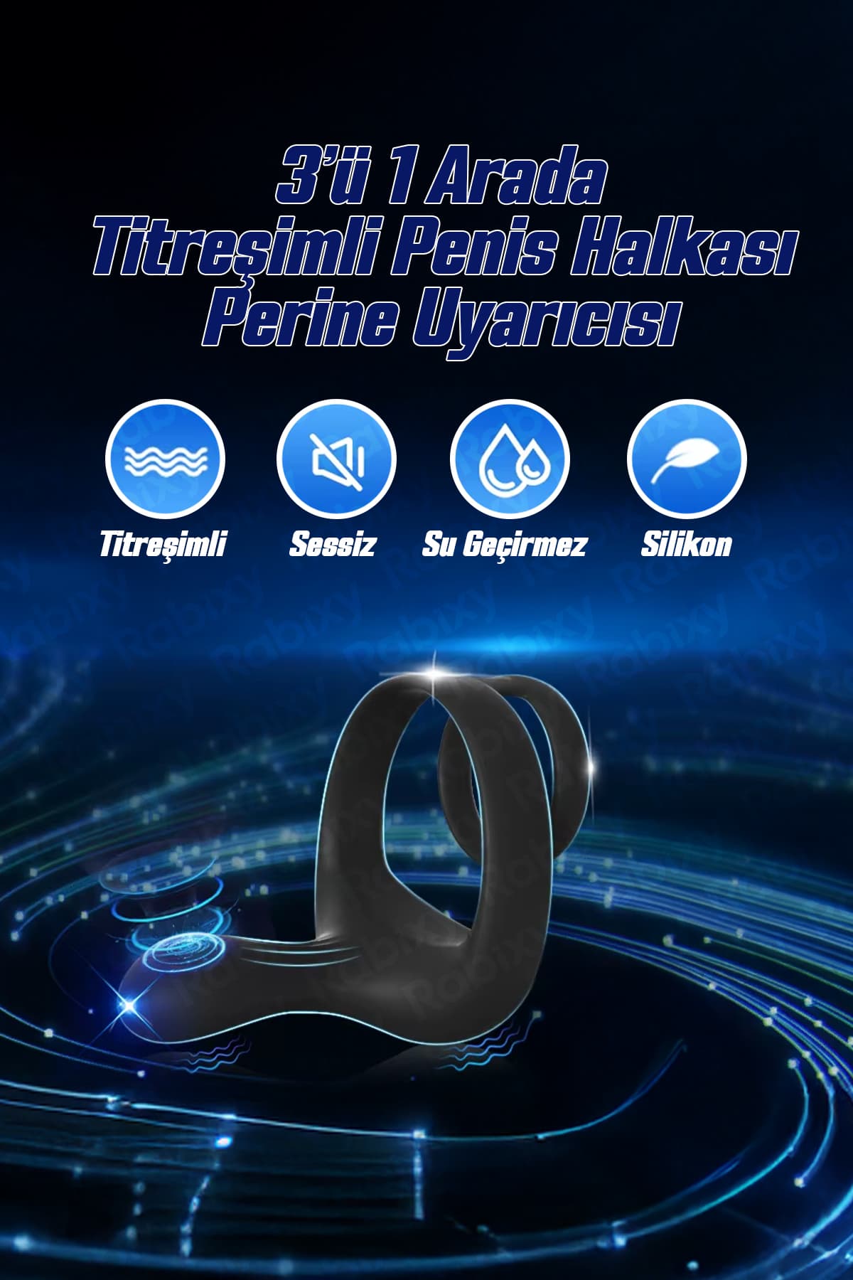 Rabixy Penis Halkası Perine Uyarıcılı 10 Titreşim Modlu 4