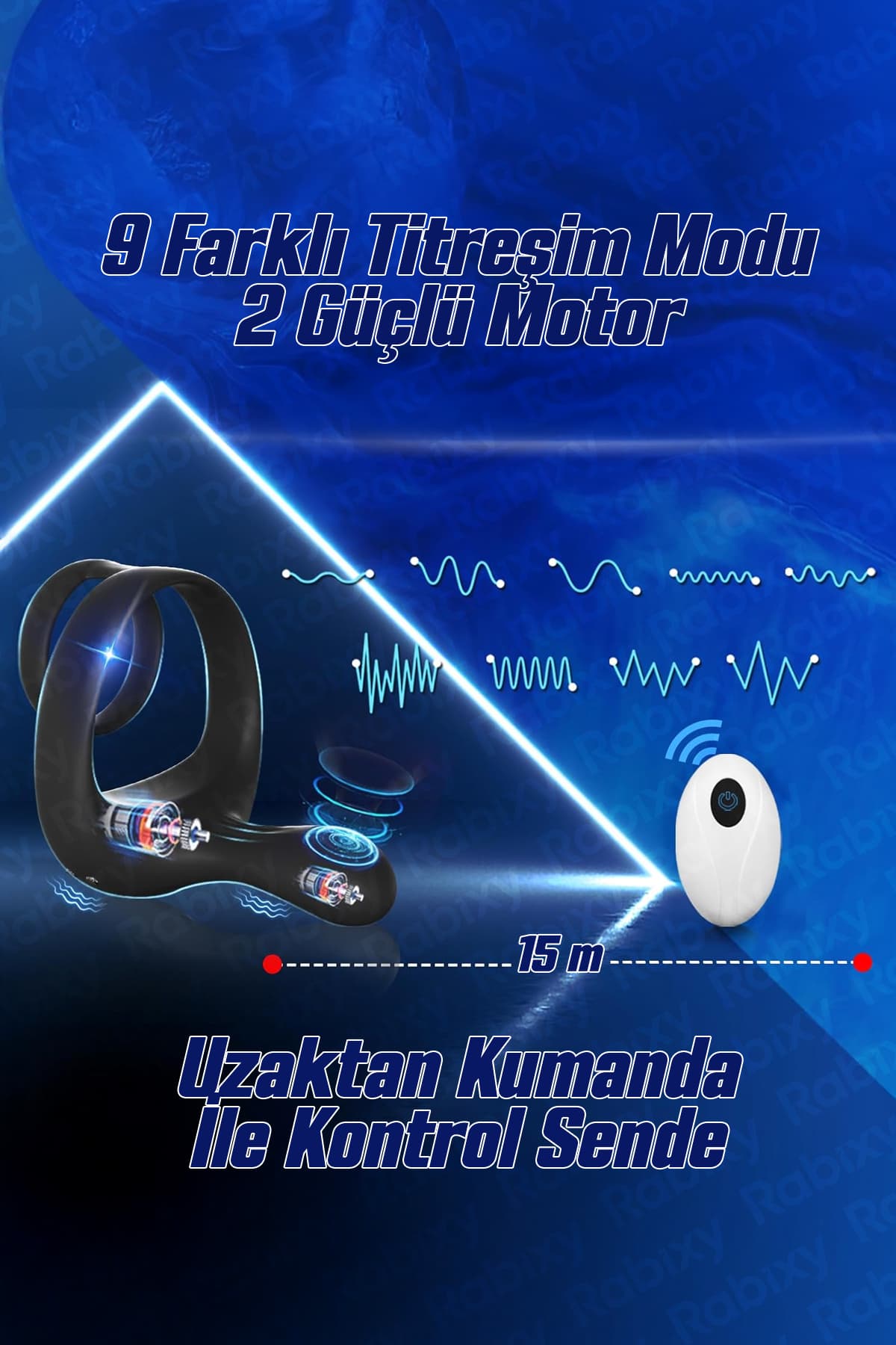 Rabixy Penis Halkası Perine Uyarıcılı 10 Titreşim Modlu 5