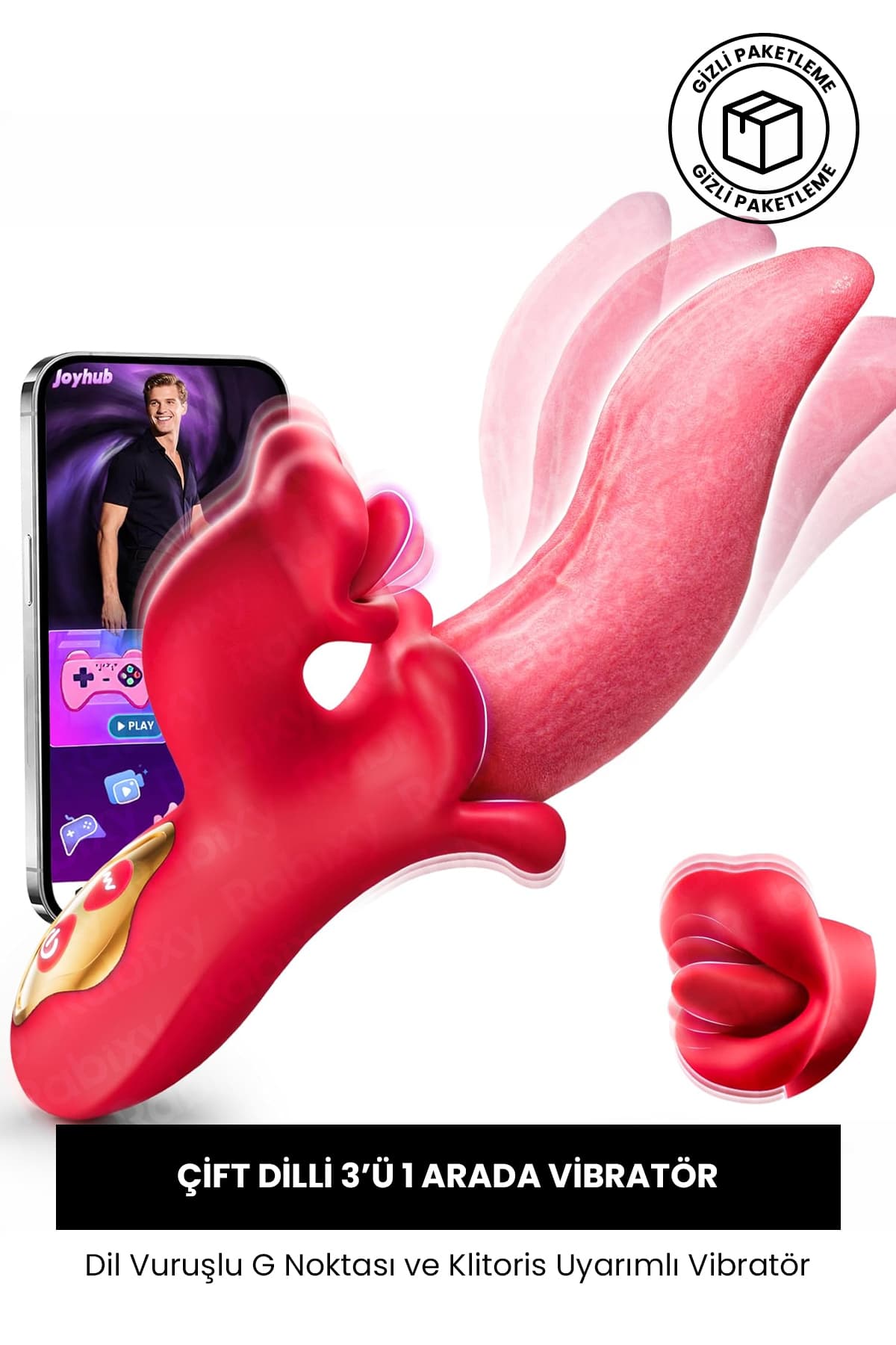 Dil Vuruşlu G Noktası Ve Klitoris Uyarımlı Vibratör RBXY-TR024, one size 6