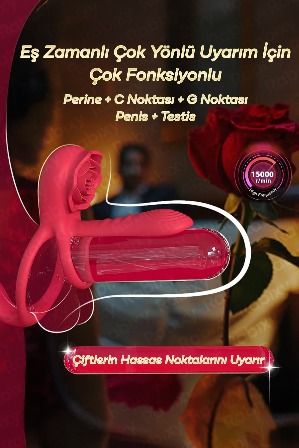 G Noktası Klitoris ve Perine Uyarıcı Penis Halkası RBXY-TR020, one size 3