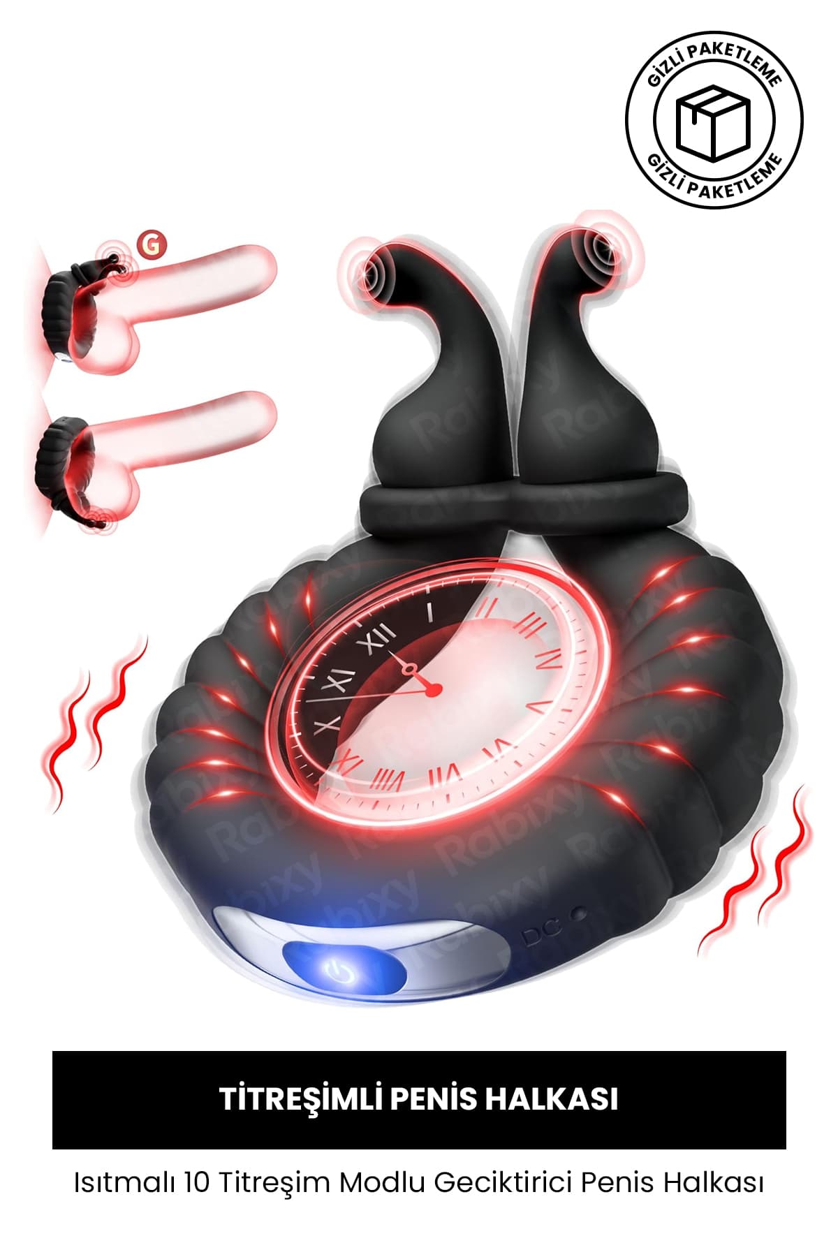 Isıtmalı 10 Titreşim Modlu Penis Halkası RBXY-TR018, one size