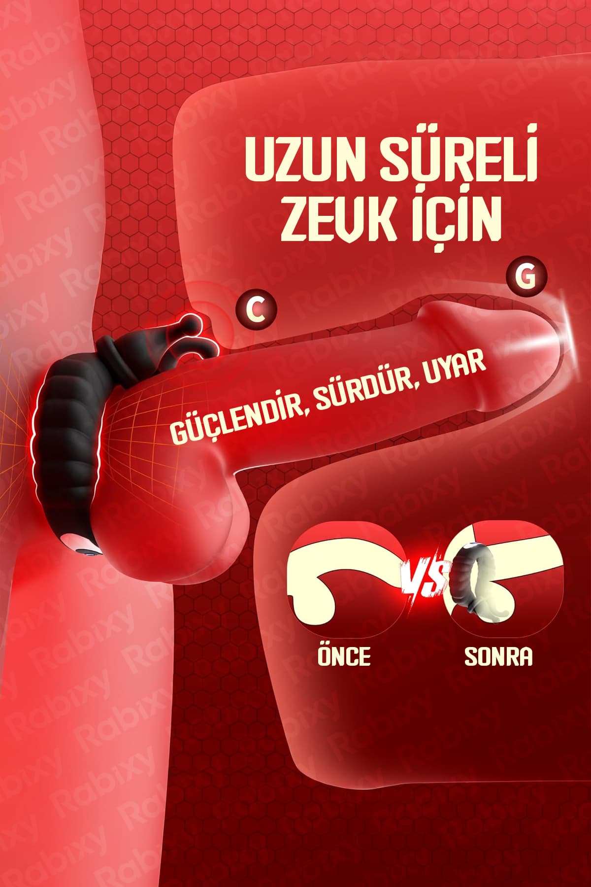 Isıtmalı 10 Titreşim Modlu Penis Halkası RBXY-TR018, one size 3
