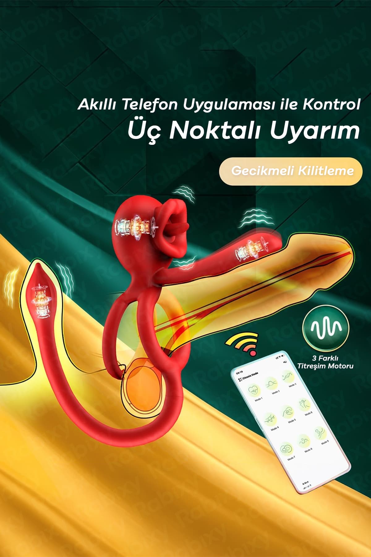 Yalama Modlu Titreşimli Penis Halkası ve Anal Titreşim Cihazı 2