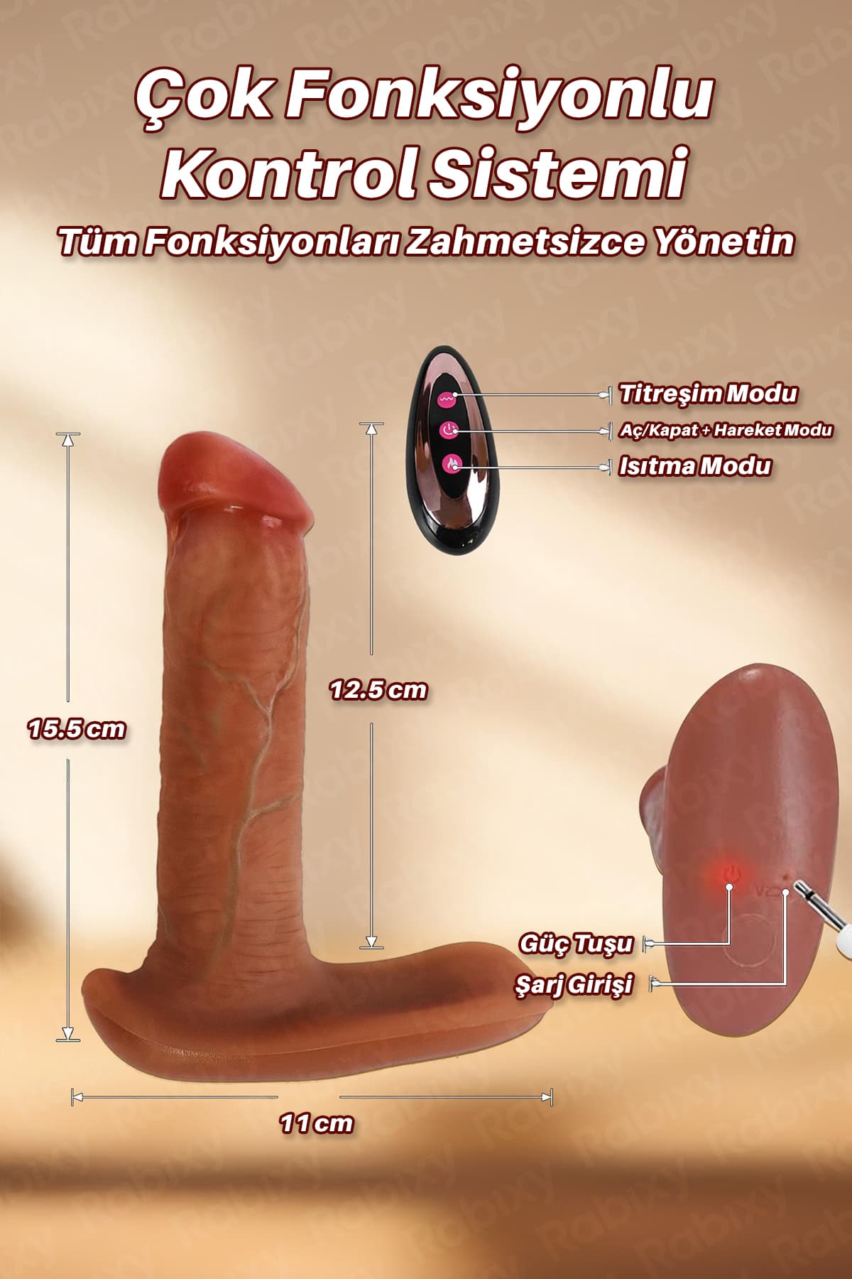 Giyilebilir Gerçekçi Vibratör Uzaktan Kumandalı Dildo 5