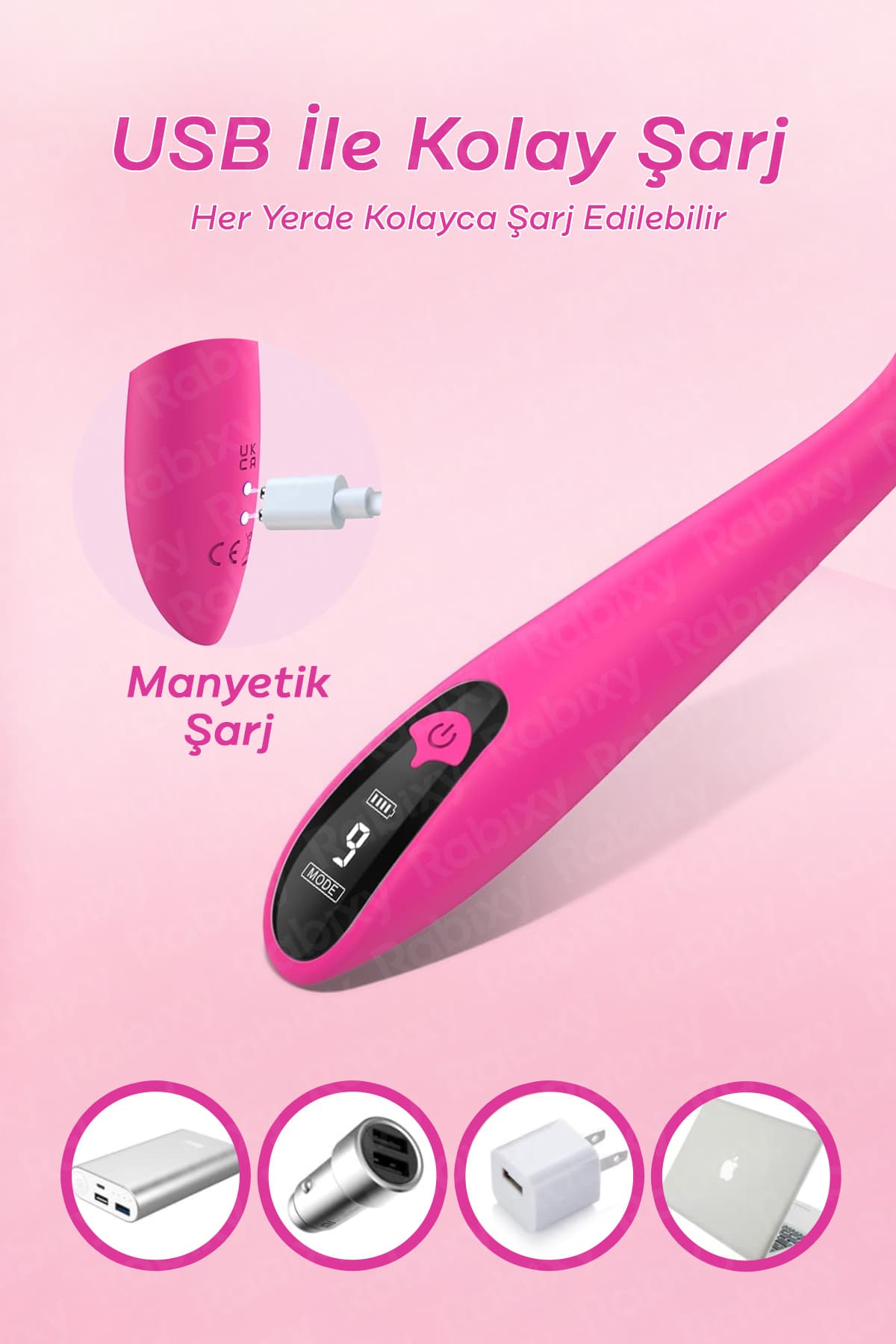 Esnek Bükülebilir Pembe Vibratör 4